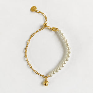 Fortune Cookie Pearl Bracelet - Gold